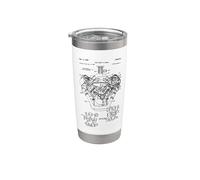 Vintage Engine Block Blueprint Diagram - Men's Car Graphic Vaso térmico de acero inoxidable de doble pared