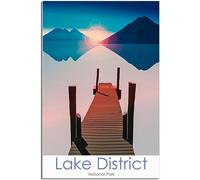 Vintage England Lake District National Park Viaje Póster Retro Pared Arte Lienzo Póster Arte Imprimir Habitación Decoración Hogar Decoración Sin Marco 60x90cm