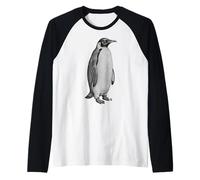 Vintage Engraving Penguin Wildlife Drawing Camiseta Manga Raglan