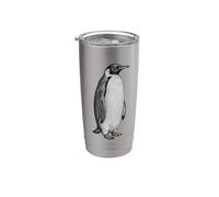 Vintage Engraving Penguin Wildlife Drawing Vaso térmico de acero inoxidable de doble pared