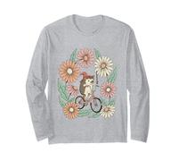 Vintage Erizo Bruja Montar Bicicleta Floral Manga Larga