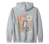 Vintage Erizo Bruja Montar Bicicleta Floral Sudadera con Capucha