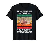 Vintage Es Un Pez León Piensa Que No Entenderías Camiseta gráfica económica, Hombre, Negro, M