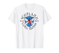 Vintage Escocia Celta Nación EST. 843 Camiseta gráfica económica, Hombre, Blanco, M