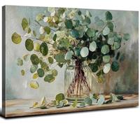 Vintage Eucalyptus Wall Art Sage Green Botanical Picture Plant Leaf Canvas Prints Painting Home Bathroom Decor(80x120 cm/Inner frame)