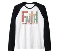 Vintage Faith Efesios 2:8 Saved by Grace Graphic Gift Camiseta Manga Raglan