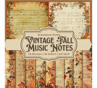 Vintage Fall Music Notes Scrapbook Paper Craft Pad: 12 Autumn Old Musical Paper Designs, 36 Double-Side Sheets Printed on 8.5"x8.5" Size Paper. Great ... Album, Decoupage, Junk Journaling & More.