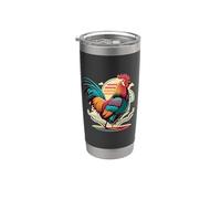Vintage Farm Animal Colorful Rooster Vaso térmico de acero inoxidable de doble pared