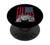 Vintage Farming Tractor American Flag Patriotic PopSockets PopGrip Adhesivo