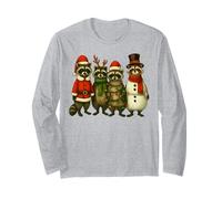 Vintage Feral Christmas Raccoon, Xmas Trash Panda Costume Manga Larga