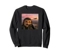 Vintage Fighter Pilot Cat Cool Look Aviación Selfie Art Sudadera
