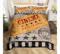 Vintage Films Tickets Funda Nórdica Películas Teatro Juego de Cama 220x260cm Cine Decoración Pósters Antiguos Juegos de Fundas Nórdicas Moda Decoración del Hogar Juego de Fundas Nórdicas 3 Piezas