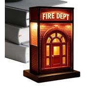 Vintage Fire Dept Lamp, Retro LED Table Light, 3D Desk Illumination Fixture, Bedroom Office Playroom Accent, Bedside Housewarming Birthday Gift Gear, Home Accessory for Living Room, Apartment