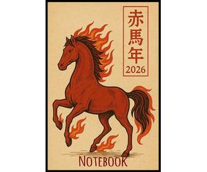 Vintage Fire Horse 2026 - Red Horse Year Notebook: 110 lined pages in a convenient 6” x 9” format, featuring a sl lossy cover-ideal for daily notes and ideas.
