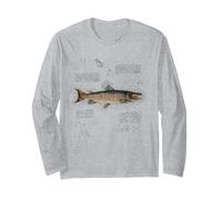 Vintage Fish Aesthetic Atlantic Salmon For Fishing Grandpa Manga Larga