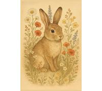 Vintage Floral Bunny - Notebook | Rustic Cottagecore Wildflower Rabbit Journal | 6x9 Lined Notebook with 120 Pages | Gifts for Bunny Lovers, Nature Fans & Journalers