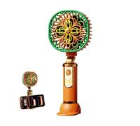 Vintage Floral Handheld Fan, Mini USB Rechargeable Portable Fan with 3 Speeds, Powerful Airflow, Long Lasting Battery, Summer Small Gifts for Women Men (Orange)