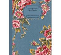 Vintage Floral Notebook: Antique Wallpaper Design Pink Flowers Blue Background | College Ruled with Margin | 8.5" x 11" | Vintage Aesthetic | Ideal for Journaling or Notetaking