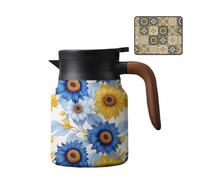 Vintage Floral Pattern Tea Built-in Infuser,Floral Pattern Tea Thermos Stainless Steel Thermal Carafe With Lid For Hot Drinks For Loose Tea,Thermal Carafe with Lid for Hot Drinks (H)