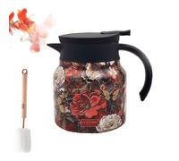 Vintage Floral Pattern Tea with Built-In Infuser - 35oz Stainless Steel Insulated Teapot for Loose Tea, Keeps Hot Drinks Warm for Hours, Perfect for Home or Travel Use (#7,28 OZ)