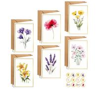 Vintage Floral Postcards - Set de 12 tarjetas de felicitación estéticas con | 8,86 x 6,5 pulgadas | Tarjetas florales en blanco con sobres de 12 piezas | Paper Greeting Cards & Stickers for Wedding