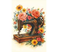 Vintage Floral Sewing Machine - A Beautiful Notebook for Creative Stitchers: A charming notebook design featuring an antique sewing machine surrounded ... patterns, project notes, and inspiration.