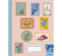 Vintage Floral Stamp Notebook - Cute Botanical Postage Design - College Ruled Composition Book 7.5 x 9.25 in - Aesthetic Journal for Girls, Teens, and Women - Use as Travel Journal, Daily Notebook