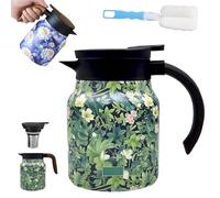 Vintage Floral Teapot With Built In Infuser, V-Shaped Spout Multi-Layer Heat Retention Stainless Steel Kettle, Spill-Free Thermal Carafe With Lid For Hot Drinks Loose Tea