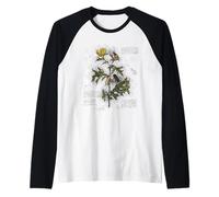 Vintage Flower Design Botanical Sketch Cottagecore Aesthetic Camiseta Manga Raglan