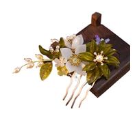 Vintage Flower Hairpin For Women Gauze Peony Peach Blossom Rose Season Hair Comb Exquisite Style Accessory(Color-14)