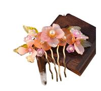 Vintage Flower Hairpin For Women Gauze Peony Peach Blossom Rose Season Hair Comb Exquisite Style Accessory(Color-12)