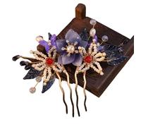 Vintage Flower Hairpin For Women Gauze Peony Peach Blossom Rose Season Hair Comb Exquisite Style Accessory(Color-06)