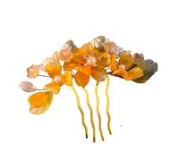 Vintage Flower Hairpin For Women Gauze Peony Peach Blossom Rose Season Hair Comb Exquisite Style Accessory(Color-01)