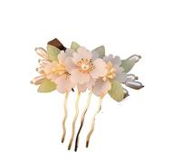 Vintage Flower Hairpin For Women Gauze Peony Peach Blossom Rose Season Hair Comb Exquisite Style Accessory(Color-16)