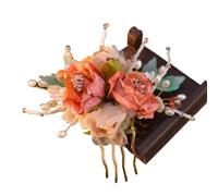 Vintage Flower Hairpin For Women Gauze Peony Peach Blossom Rose Season Hair Comb Exquisite Style Accessory(Color-03)