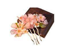 Vintage Flower Hairpin For Women Gauze Peony Peach Blossom Rose Season Hair Comb Exquisite Style Accessory(Color-10)