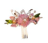 Vintage Flower Hairpin For Women Gauze Peony Peach Blossom Rose Season Hair Comb Exquisite Style Accessory(Color-13)