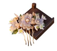 Vintage Flower Hairpin For Women Gauze Peony Peach Blossom Rose Season Hair Comb Exquisite Style Accessory(Color-15)