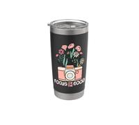 Vintage Focus On The Good Wildflower Camera Happy Thoughts Vaso térmico de acero inoxidable de doble pared