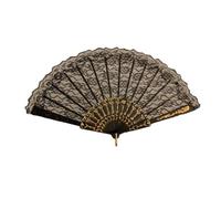 Vintage Folding Fan Retro Handspitze Rose Flowers Handheld Handheld für Sommer Dance Performances Party Dekorationen leichte tragbares Design Black1