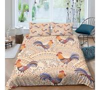 Vintage Folk Funda Edredon Juego de Ropa de Cama de 3 Piezas Impresión 3D Cierre de Vintage Folk Arte Estilo Funda de Edredón Funda de Almohada a Juego Transpirable for Adolescentes King（220x240cm）