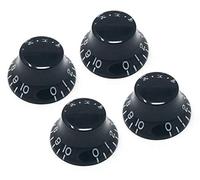 Vintage Forge Black Top Hat Bell Pomos para guitarra eléctrica Epiphone Les Paul Import (juego de 4), compatible con 18 ollas de eje dividido Alpha (métrico) empotradas RB18M-BLK4