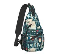 Vintage French and Paris Theme Sling Bag para Mujeres Hombres, Crossbody Shoulder Bags Casual Sling Backpack Chest Bag Travel Senderismo Mochila para Exteriores