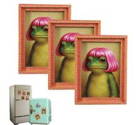 Vintage Frog Art Refrigerator Magnet, Funny Frog Fridge Magnet Kitchen Decor, for Fridge, Locker, Dishwasher & Whiteboard (3PCS-A)