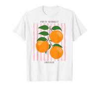Vintage Fruit Orange Flower Botanical Cottagecore Fruit Camiseta gráfica económica, Hombre, Blanco, M