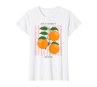 Vintage Fruit Orange Flower Botanical Cottagecore Fruit Camiseta gráfica económica, Mujer, Blanco, L
