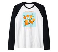 Vintage Fruit Orange Flower Botanical Cottagecore Fruit Camiseta Manga Raglan