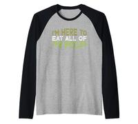 Vintage Funny I'm Here To Eat All of The Pickles Camiseta Manga Raglan