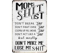 Vintage Funny Mom Sign Metal Tin Plaque Bathroom Rules Wall Decor Humorous Reminder For Home Powder Room Novelty Art 8x12 Inch
