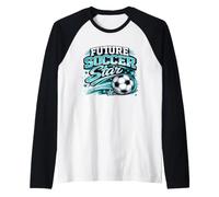 Vintage Future Soccer Star Retro Juventud Juventud Jugar Día del Juego Camiseta Manga Raglan
